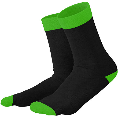 Adam - Die Premium Business Socke , schwarz / grasgrün, 85% Natur Baumwolle, 12% regeniertes umwelftreundliches Polyamid, 3% Elastan, 36,00cm x 0,40cm x 8,00cm (Länge x Höhe x Breite), Bild 1