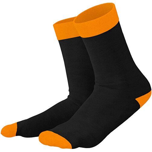 Adam - Die Premium Business Socke , schwarz / gelborange, 85% Natur Baumwolle, 12% regeniertes umwelftreundliches Polyamid, 3% Elastan, 36,00cm x 0,40cm x 8,00cm (Länge x Höhe x Breite), Bild 1