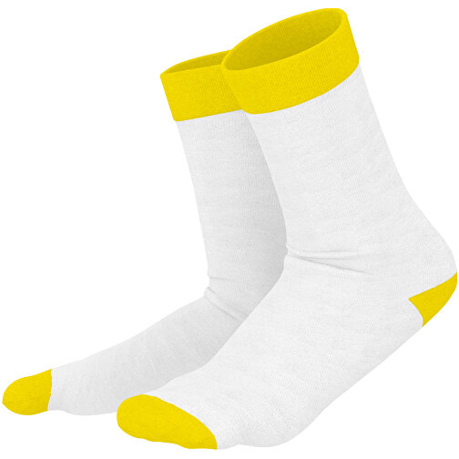 Adam - Die Premium Business Socke , weiss / gelb, 85% Natur Baumwolle, 12% regeniertes umwelftreundliches Polyamid, 3% Elastan, 36,00cm x 0,40cm x 8,00cm (Länge x Höhe x Breite), Bild 1