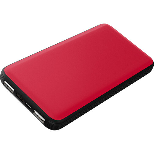 Duale Powerbank CustomColor Ink. Wireless Charger , dunkelrot / schwarz, ABS-Kunststoff, Polycarbonat (PC), 15,30cm x 1,20cm x 7,60cm (Länge x Höhe x Breite), Bild 1