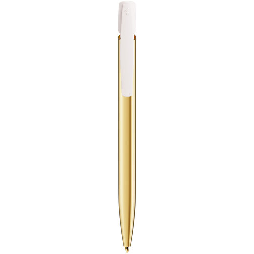 BIC® Media Clic Shine Ballpen Siebdruck , BiC, weiß/gold, Kunststoff, 14,70cm x 1,30cm (Länge x Breite), Bild 1