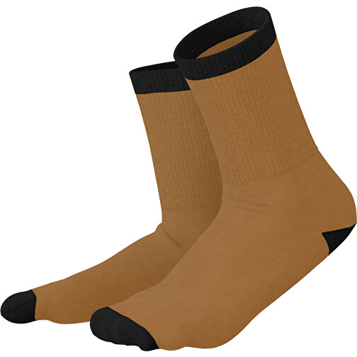 Boris - Die Premium Tennis Socke , erdbraun / schwarz, 85% Natur Baumwolle, 12% regeniertes umwelftreundliches Polyamid, 3% Elastan, 36,00cm x 0,40cm x 8,00cm (Länge x Höhe x Breite), Bild 1