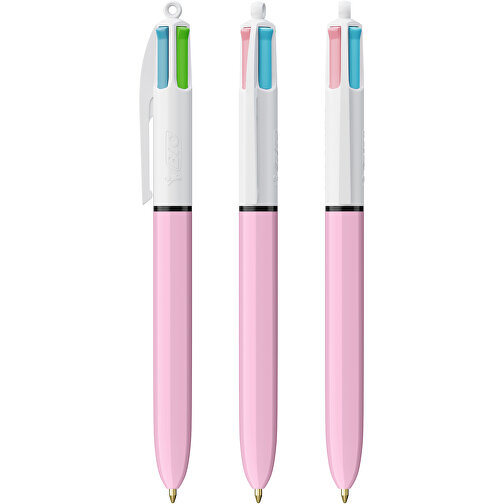 BIC® 4 Colours Fashion Kugelschreiber Siebdruck , BiC, weiß/pastelllila, Kunststoff, 14,40cm x 1,60cm (Länge x Breite), Bild 4