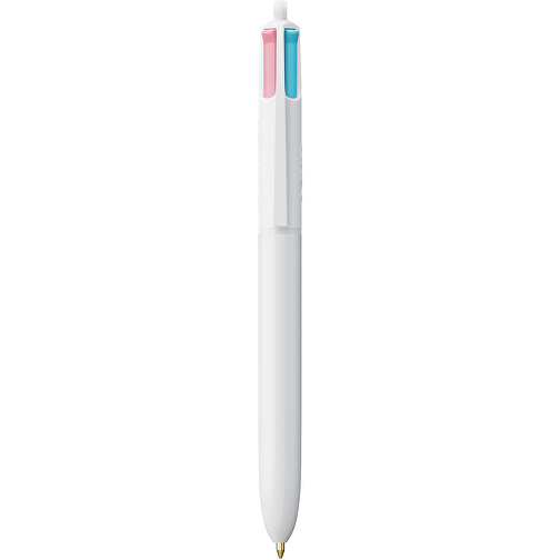 BIC® 4 Colours Fashion Kugelschreiber Siebdruck , BiC, weiß, Kunststoff, 14,40cm x 1,60cm (Länge x Breite), Bild 1
