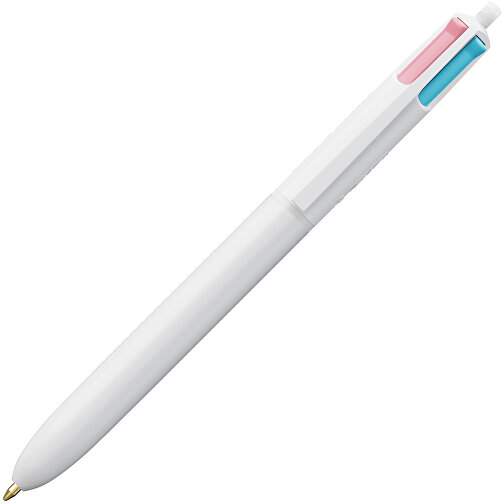 BIC® 4 Colours Fashion Kugelschreiber Siebdruck , BiC, weiß, Kunststoff, 14,40cm x 1,60cm (Länge x Breite), Bild 2