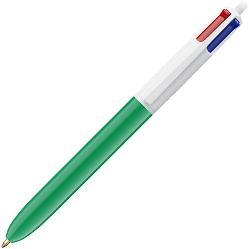 BIC® 4 Colours Kugelschreiber Siebdruck , BiC, weiß/grün, Kunststoff, 14,40cm x 1,60cm (Länge x Breite), Bild 2