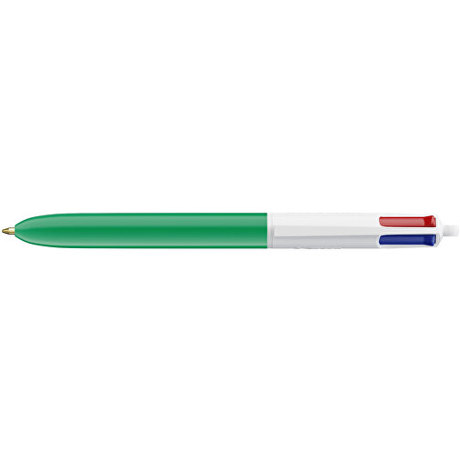 BIC® 4 Colours Kugelschreiber Siebdruck , BiC, weiß/grün, Kunststoff, 14,40cm x 1,60cm (Länge x Breite), Bild 3
