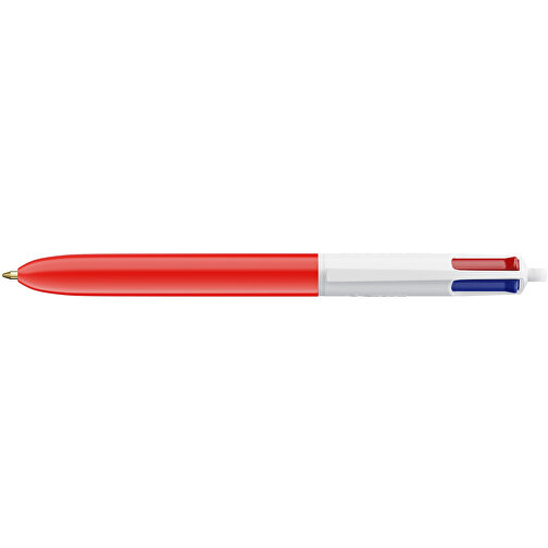 BIC® 4 Colours Kugelschreiber Siebdruck , BiC, weiss/rot, Kunststoff, 14,40cm x 1,60cm (Länge x Breite), Bild 3