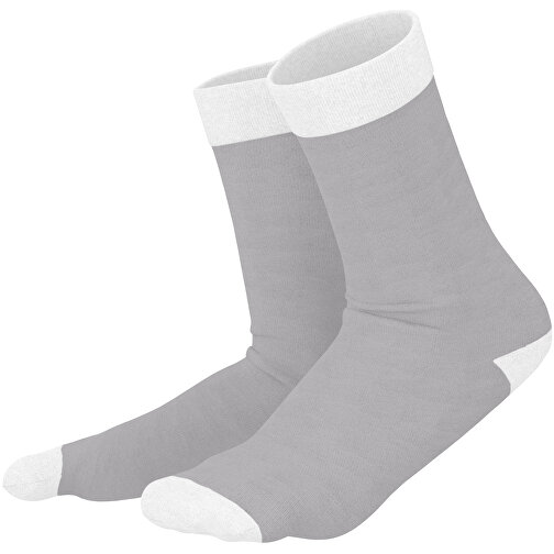 Adam - Die Premium Business Socke , hellgrau / weiss, 85% Natur Baumwolle, 12% regeniertes umwelftreundliches Polyamid, 3% Elastan, 36,00cm x 0,40cm x 8,00cm (Länge x Höhe x Breite), Bild 1