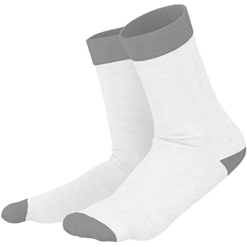 Adam - Die Premium Business Socke , weiss / grau, 85% Natur Baumwolle, 12% regeniertes umwelftreundliches Polyamid, 3% Elastan, 36,00cm x 0,40cm x 8,00cm (Länge x Höhe x Breite), Bild 1