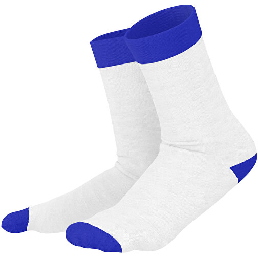 Adam - Die Premium Business Socke , weiss / blau, 85% Natur Baumwolle, 12% regeniertes umwelftreundliches Polyamid, 3% Elastan, 36,00cm x 0,40cm x 8,00cm (Länge x Höhe x Breite), Bild 1