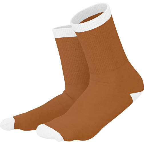 Boris - Die Premium Tennis Socke , braun / weiss, 85% Natur Baumwolle, 12% regeniertes umwelftreundliches Polyamid, 3% Elastan, 36,00cm x 0,40cm x 8,00cm (Länge x Höhe x Breite), Bild 1