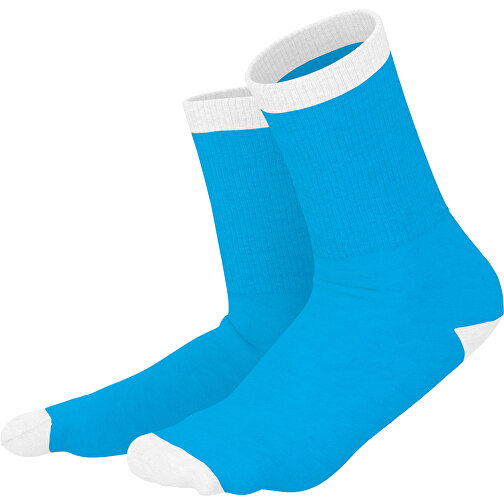 Boris - Die Premium Tennis Socke , himmelblau / weiss, 85% Natur Baumwolle, 12% regeniertes umwelftreundliches Polyamid, 3% Elastan, 36,00cm x 0,40cm x 8,00cm (Länge x Höhe x Breite), Bild 1