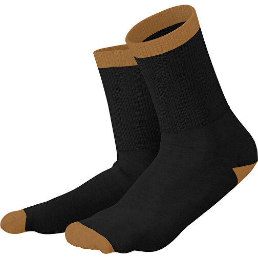 Boris - Die Premium Tennis Socke , schwarz / erdbraun, 85% Natur Baumwolle, 12% regeniertes umwelftreundliches Polyamid, 3% Elastan, 36,00cm x 0,40cm x 8,00cm (Länge x Höhe x Breite), Bild 1