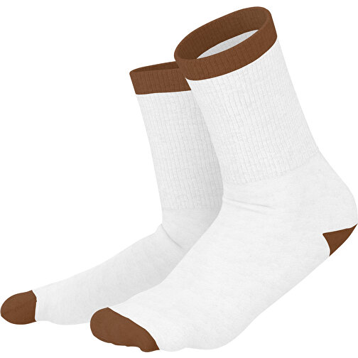 Boris - Die Premium Tennis Socke , weiss / dunkelbraun, 85% Natur Baumwolle, 12% regeniertes umwelftreundliches Polyamid, 3% Elastan, 36,00cm x 0,40cm x 8,00cm (Länge x Höhe x Breite), Bild 1