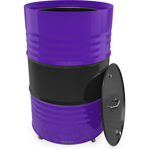 Fass-Tonne Mit Deckel , schwarz / violet, Stahlblech, 90,00cm (Höhe), Bild 2