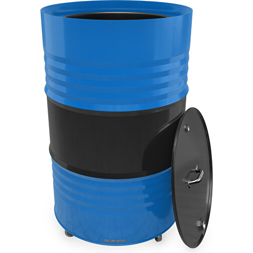 Fass-Tonne Mit Deckel , schwarz / kobaltblau, Stahlblech, 90,00cm (Höhe), Bild 2