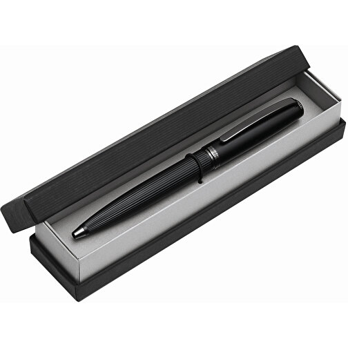 Metall-Kugelschreiber BLACK PEARL , schwarz, Stahl / Messing, 14,00cm (Länge), Bild 1