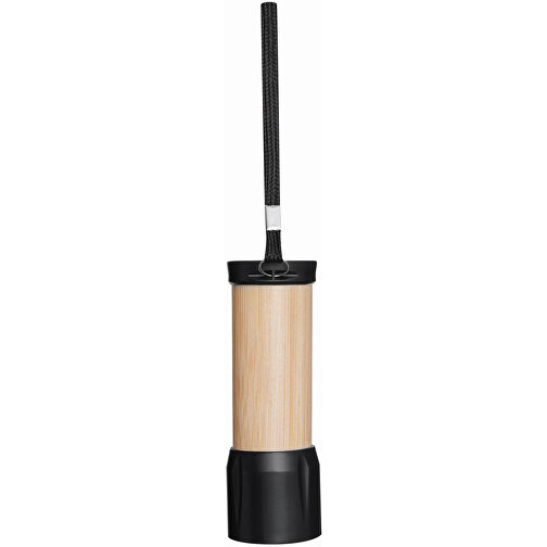 LED Taschenlampe BAMBOO SHINE , braun, schwarz, Kunststoff / Bambus, 10,00cm (Länge), Bild 2