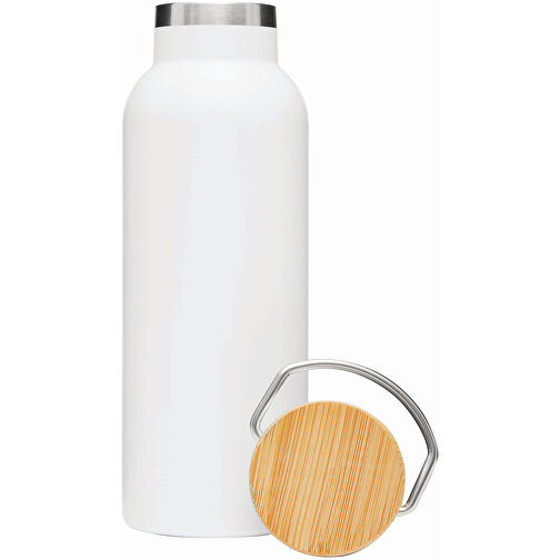 Vakuum-Trinkflasche ECO FLAVOUR , weiß, Edelstahl / Bambus / Silikon, 22,30cm (Länge), Bild 4