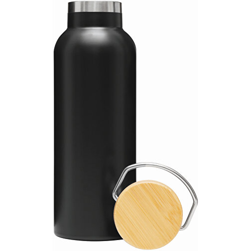 Vakuum-Trinkflasche ECO FLAVOUR , schwarz, Edelstahl / Bambus / Silikon, 22,30cm (Länge), Bild 4