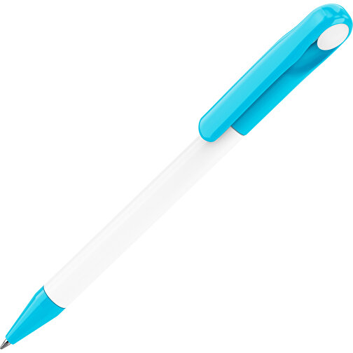 Prodir DS1 TPP Twist Kugelschreiber , Prodir, weiß poliert / cyanblau, Kunststoff, 14,10cm x 1,40cm (Länge x Breite), Bild 1