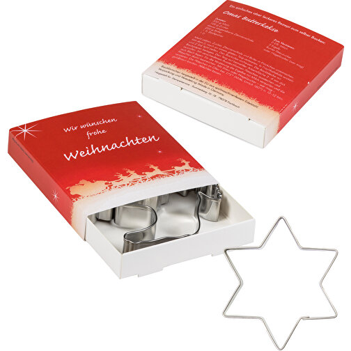 Backförmchen Premium-Box - Xmas - Glocke + Stern , Papier, Edelstahl, 8,10cm x 1,50cm x 9,20cm (Länge x Höhe x Breite), Bild 4