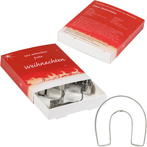 Backförmchen Premium-Box - Xmas - Elch + Hufeisen , Papier, Edelstahl, 8,10cm x 1,50cm x 9,20cm (Länge x Höhe x Breite), Bild 4