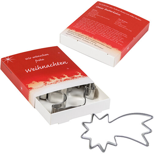 Backförmchen Premium-Box - Xmas - Komet + Elch , Papier, Edelstahl, 8,10cm x 1,50cm x 9,20cm (Länge x Höhe x Breite), Bild 3