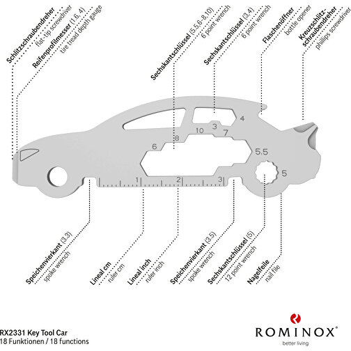ROMINOX® Key Tool // Car - 18 Functions (Auto) , Edelstahl, 7,50cm x 0,23cm x 2,50cm (Länge x Höhe x Breite), Bild 8