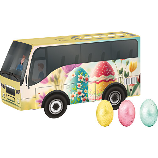 Autobús de regalo sobre de cartón lleno Pascua, Imagen 1