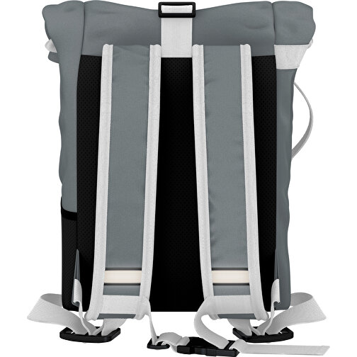 Rolltop Rucksack Comfort , grau / weiss, Sublimation-fabric 200g - Polyester (PU), 29,50cm x 13,00cm x 33,00cm (Länge x Höhe x Breite), Bild 2