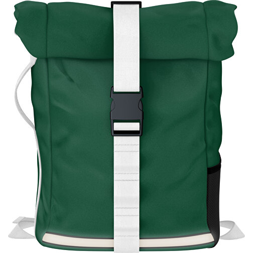Rolltop Rucksack Comfort , dunkelgrün / weiß, Sublimation-fabric 240g - Polyester (PU), 29,50cm x 58,00cm x 16,00cm (Länge x Höhe x Breite), Bild 1