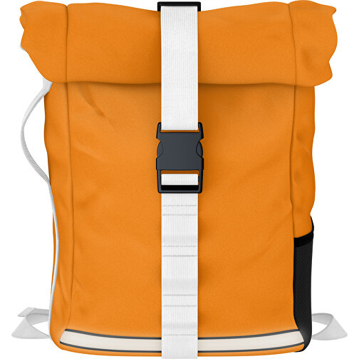 Rolltop Rucksack Comfort , kürbisorange / weiß, Sublimation-fabric 200g - Polyester (PU), 29,50cm x 13,00cm x 33,00cm (Länge x Höhe x Breite), Bild 1