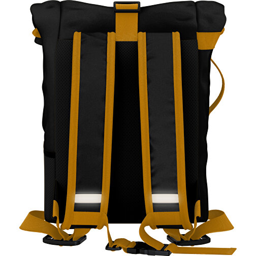 Rolltop Rucksack Comfort , schwarz / hellbraun, Sublimation-fabric 200g - Polyester (PU), 29,50cm x 13,00cm x 33,00cm (Länge x Höhe x Breite), Bild 2