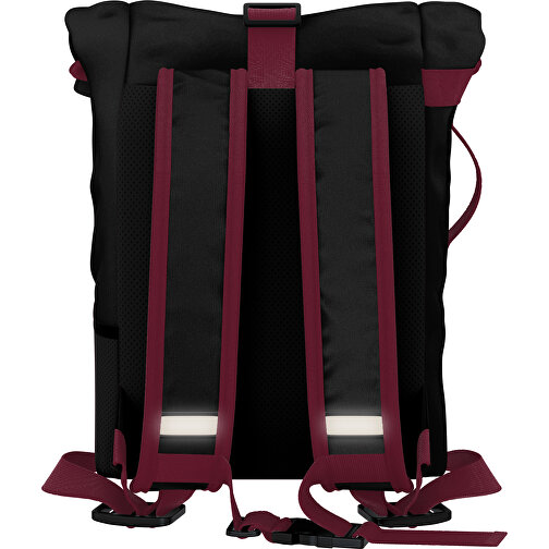 Rolltop Rucksack Comfort , schwarz / weinrot, Sublimation-fabric 200g - Polyester (PU), 29,50cm x 13,00cm x 33,00cm (Länge x Höhe x Breite), Bild 2