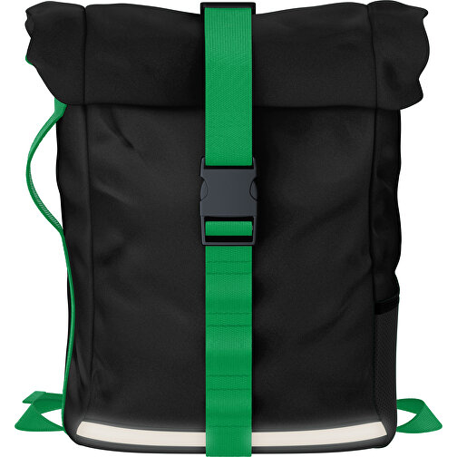 Rolltop Rucksack Comfort , schwarz / tannengrün, Sublimation-fabric 200g - Polyester (PU), 29,50cm x 13,00cm x 33,00cm (Länge x Höhe x Breite), Bild 1