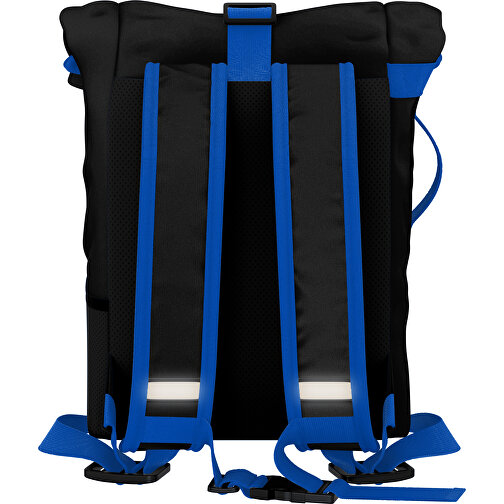 Rolltop Rucksack Comfort , schwarz / blau, Sublimation-fabric 200g - Polyester (PU), 29,50cm x 13,00cm x 33,00cm (Länge x Höhe x Breite), Bild 2