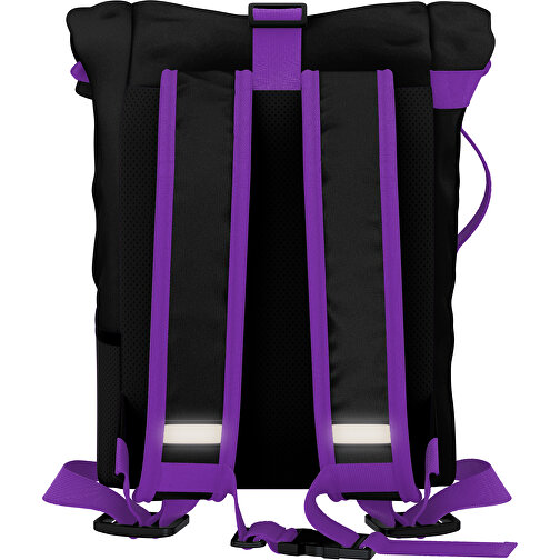 Rolltop Rucksack Comfort , schwarz / lavendellila, Sublimation-fabric 200g - Polyester (PU), 29,50cm x 13,00cm x 33,00cm (Länge x Höhe x Breite), Bild 2