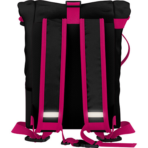 Rolltop Rucksack Comfort , schwarz / magenta, Sublimation-fabric 200g - Polyester (PU), 29,50cm x 13,00cm x 33,00cm (Länge x Höhe x Breite), Bild 2
