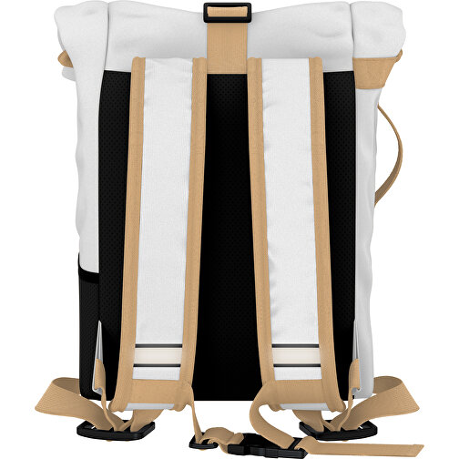 Rolltop Rucksack Comfort , weiß / cappuccino, Sublimation-fabric 200g - Polyester (PU), 29,50cm x 13,00cm x 33,00cm (Länge x Höhe x Breite), Bild 2