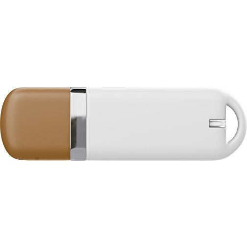 USB-Stick StylishDrive 2.0 , weiß / erdbraun MB , 32 GB , Gummiplastik, Kunststoff MB , 6,20cm x 0,75cm x 2,00cm (Länge x Höhe x Breite), Bild 2