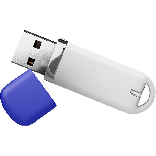 USB-Stick StylishDrive 2.0 , weiß / blau MB , 32 GB , Gummiplastik, Kunststoff MB , 6,20cm x 0,75cm x 2,00cm (Länge x Höhe x Breite), Bild 1