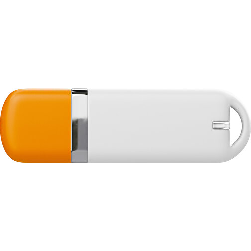 USB-Stick StylishDrive 2.0 , weiß / gelborange MB , 32 GB , Gummiplastik, Kunststoff MB , 6,20cm x 0,75cm x 2,00cm (Länge x Höhe x Breite), Bild 2