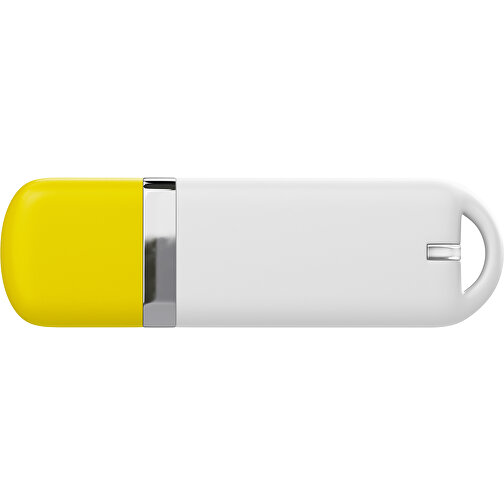 USB-Stick StylishDrive 2.0 , weiß / gelb MB , 32 GB , Gummiplastik, Kunststoff MB , 6,20cm x 0,75cm x 2,00cm (Länge x Höhe x Breite), Bild 2