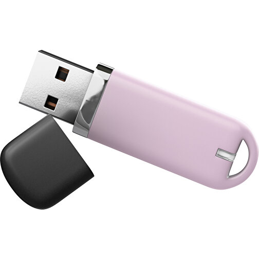 USB-Stick StylishDrive 2.0 , zartrosa /schwarz MB , 16 GB , Gummiplastik, Kunststoff MB , 6,20cm x 0,75cm x 2,00cm (Länge x Höhe x Breite), Bild 1