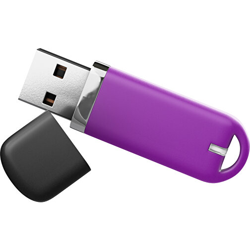 USB-Stick StylishDrive 2.0 , dunkelmagenta /schwarz MB , 16 GB , Gummiplastik, Kunststoff MB , 6,20cm x 0,75cm x 2,00cm (Länge x Höhe x Breite), Bild 1