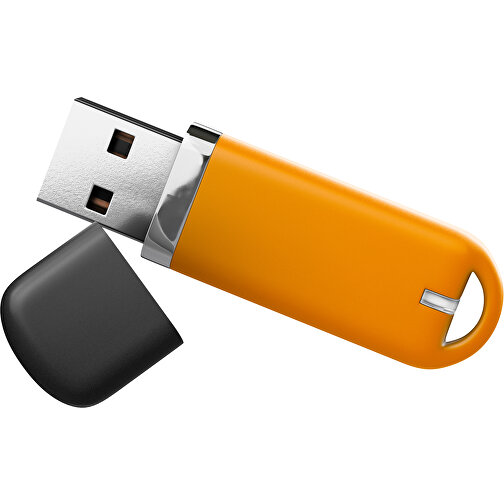 USB-Stick StylishDrive 2.0 , gelborange /schwarz MB , 16 GB , Gummiplastik, Kunststoff MB , 6,20cm x 0,75cm x 2,00cm (Länge x Höhe x Breite), Bild 1