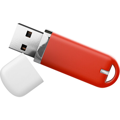 USB-Stick StylishDrive 2.0 , rot / weiß MB , 16 GB , Gummiplastik, Kunststoff MB , 6,20cm x 0,75cm x 2,00cm (Länge x Höhe x Breite), Bild 1