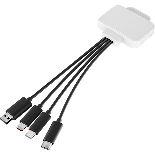 3-in-1 USB-Ladekabel MultiCharge , weiß / schwarz, Kunststoff, 5,30cm x 1,20cm x 5,50cm (Länge x Höhe x Breite), Bild 1